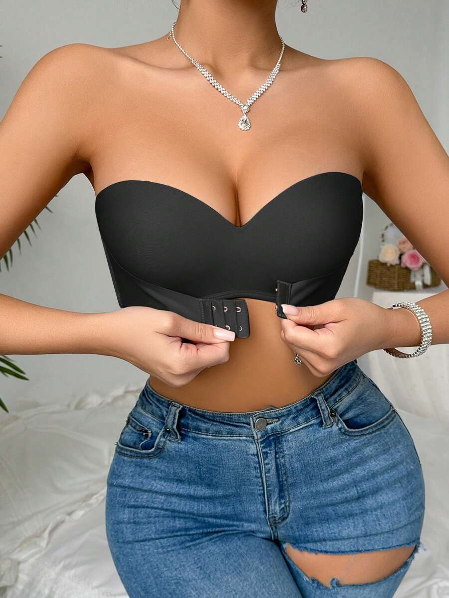 女士可调节无肩带无钢圈文胸，1 件