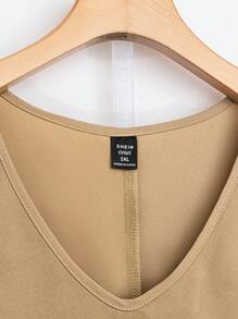 SHEIN Plus Size Women's Simple Solid Color Sleeveless Top And Printed Long Pants 2-Piece Set For Daily Wear - Khaki - View 3