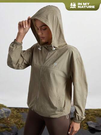 In My Nature In My Nature Leichte wasserdichte Kapuzenjacke mit Kordelzug für Damen von "In My Nature", Frühling und Sommer, geeignet für Outdoor-Aktivitäten und Wandern