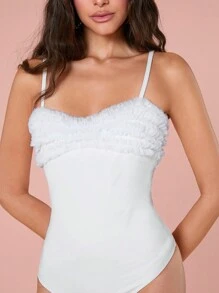 Enchnt Ladies' Solid Color Sleeveless Summer Bodysuit - White - View 7