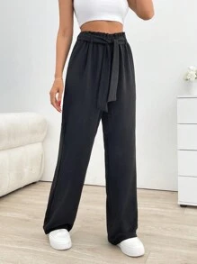 RueChic Women Straight Fit High Waist Pants - Black - View 5