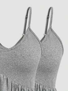Flirla Camisola de verano de talla grande con dobladillo con volantes y unicolor - Gris - Ver 3