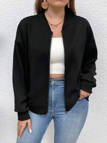 SHEIN LUNE Chaqueta bomber Plus con cremallera y hombro caído