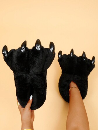 Höst/vinter roliga dinosaurieklo-designade tofflor, halkfria varma inomhustofflor för kvinnor, en storlek passar de flesta, röd färg, fluffiga tofflor