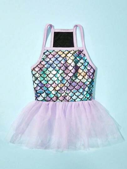 PETSIN 1pc Colorful Mermaid Dress Pet Fish Scale Patterned Tulle Skirt