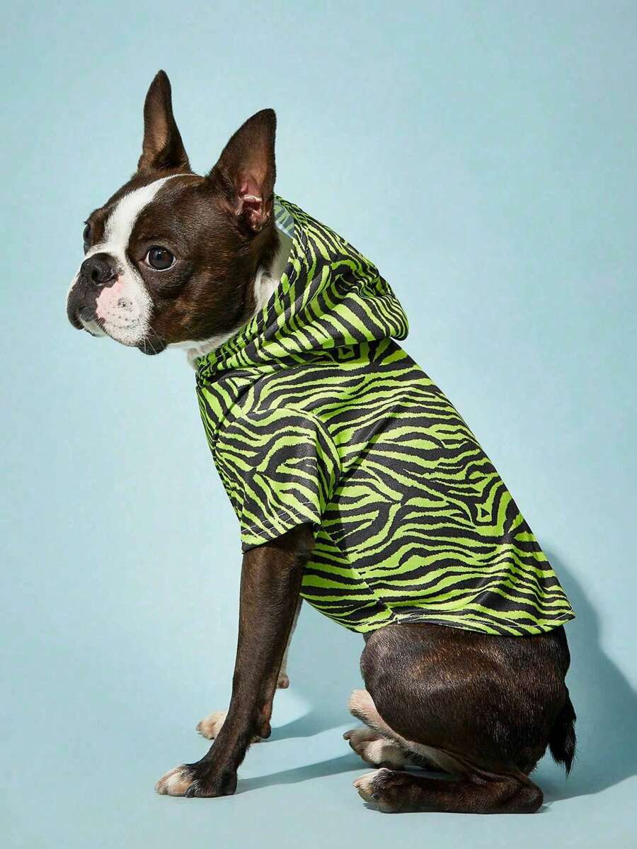PETSIN 1 pezzo Felpa leggera a righe a zebra verde per animali domestici
