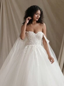 Váy cưới công chúa Váy cưới dài tay thanh lịch - Màu be - Xem 7