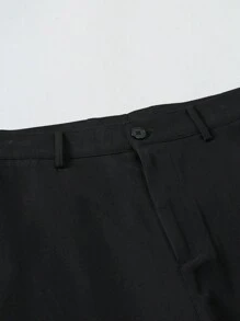 Manfinity Mode Men's Plus Size Spring/Autumn Classy Collar Long Sleeve Suit Jacket And Pants Business Travel Suit Set - Black - View 7