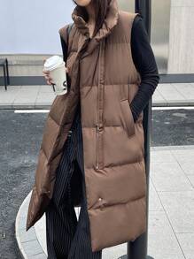 DAZY Gilet da donna senza maniche con collo alto, imbottito e trapuntato, adatto per l'inverno, abbigliamento invernale da donna, cappotto invernale per donne