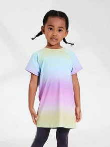 SHEIN 年輕女孩漸層短袖運動裙，夏季 - 彩色 - 查看 1