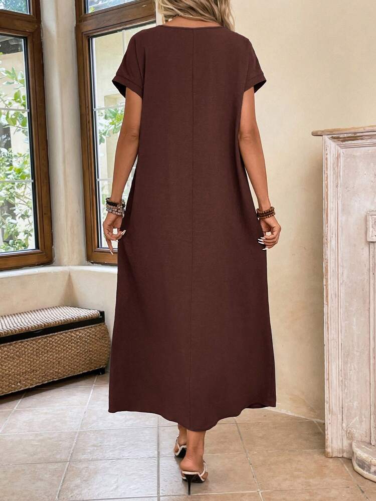 Women's Solid Color Simple Daily Short-Sleeve Dress