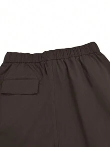 Manfinity Homme Men's Summer Casual Cargo Shorts With Flap Pockets On The Side - Coffee Brown - View 6