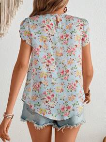 SHEIN VCAY Áo Sơ Mi Mùa Hè In Hoa Xếp Ly Cho Nữ Đi Nghỉ - Nhiều màu - Xem 2