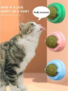 1 个粉色猫薄荷球，具有旋转功能，用于磨牙和清洁，猫薄荷球墙壁粘蟹猫玩具，适合宠物猫玩耍和缓解无聊猫咀嚼玩具，含有促进消化剂猫薄荷球，粘性猫玩具，磨牙 - 粉色 - 查看 2