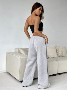 Muchica Conjunto informal de monos sin tirantes con estampado deportivo - Gris - Ver 2