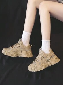 Màu Khaki Của phụ nữ Đường bộ Giày Chạy bộ Với Lá thư Hình dán Trang trí & Dày Đế - Màu Khaki - Xem 4