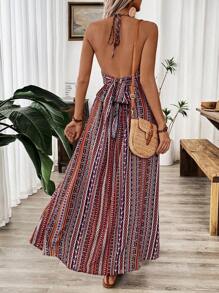 Breezaya Long Beach Print Casual Dress, Summer - Multicolor - View 2