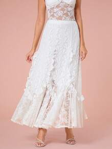 Enchnt Women's Floral Casual Holiday Style Skirt - White - View 1