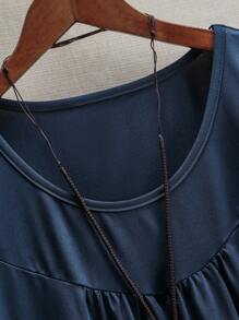 Mulvari Plus Size Kỳ nghỉ thông thường Colorblock Lace Panel Top - Màu xanh hải quân - Xem 5