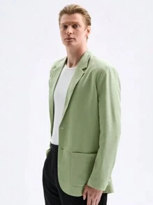 Manfinity NXTstreet Áo khoác blazer nam dáng rộng màu trơn, tay dài, thích hợp cho mùa xuân và mùa thu, thích hợp cho công sở - màu xanh lá - Xem 3