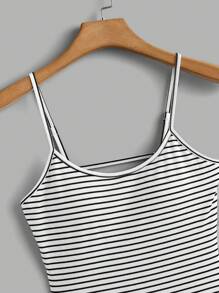 Comfortcana Ladies' Striped Printed Sleeveless Bodysuit For Summer - Black and White - View 4