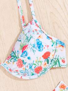 SHEIN Swim Ensemble de bikini sexy avec imprimé floral pour femmes pour la plage d'été