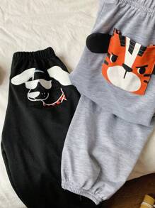 2pcs Young Boys' Cute Casual Sports Tiger/Dog Shaped Pocket Loose Fit Sweatshirt And Pants, Suitable For Travel, School, Spring/Summer/Autumn/Winter - Multicolor - View 4