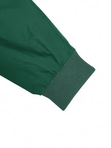 Manfinity Homme Men's Spring/Autumn Rave Baseball Bomber Jacket With Letter Print Long Sleeves, Fall - Green - View 3