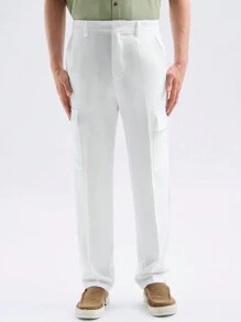 Manfinity VCAY Quần dệt nam ống thẳng tích hợp, quần hộp, thích hợp mặc hàng ngày trong mùa xuân hè - trắng - Xem 3