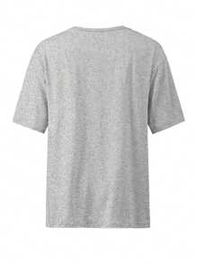 INAWLY Wave & Slogan Graphic Drop Shoulder Tee PALM SPRINGS BEACH SURF CLUB SOUTHERN CALIFORNIA Graphic Tees Women Tops - Light Grey - View 2