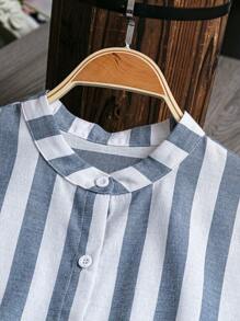 SHEIN Unity Casual Striped Shirt Dress For Women - Blue - View 3