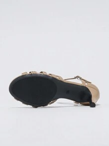 Rainbow Color Hollow-Out High Heel Sandals For Women With Strap, Peep-Toe, Soft Sole, Sexy Mediterranean Style