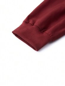 SHEIN TaskFit 勃艮第红色纯色 V 领短袖上衣和卷边长裤制服套装、手术服套装 - 酒紅色 - 查看 9
