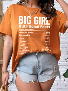 SHEIN Essnce Women's Summer Casual Round Neck Short Sleeve T-Shirt With Slogan Print BIG GIRL Nutritional Facts