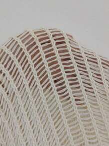 SHEIN Swim 夏季優雅空心鉤針裙，沙灘浪漫假期 - 杏色 - 查看 7