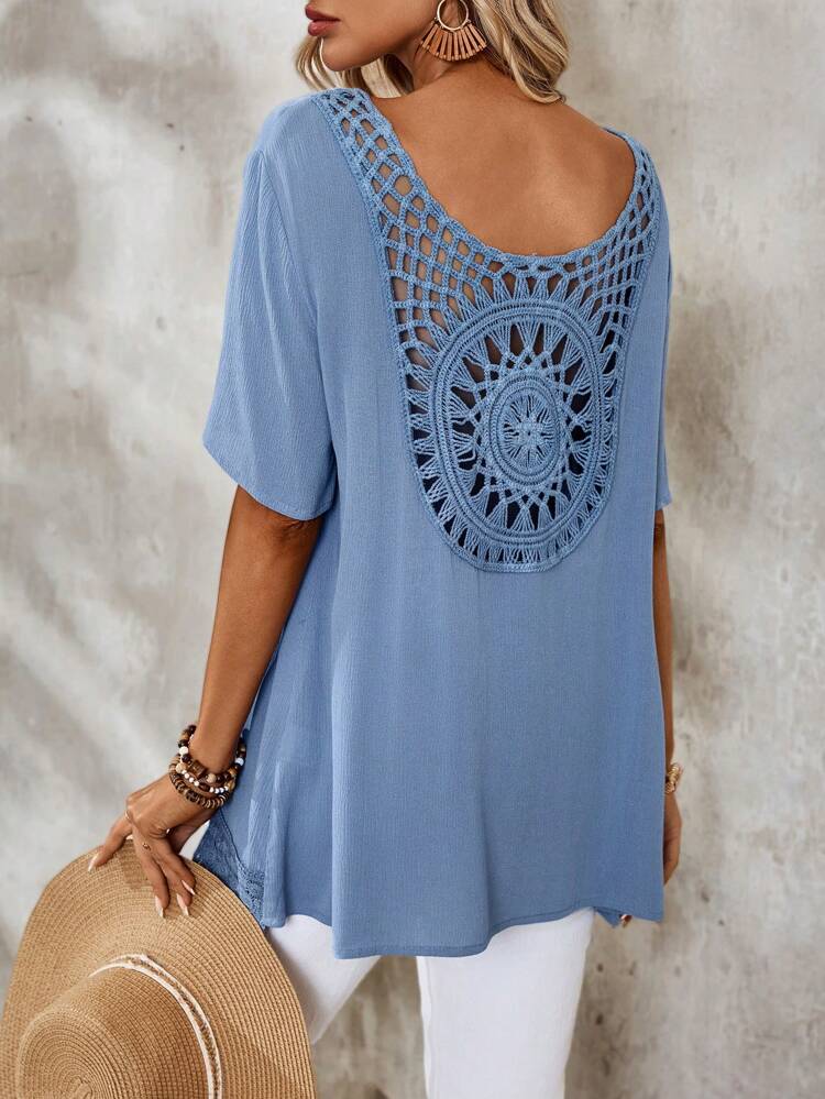 Women's Solid Color V-Neck Summer Casual Vacation Shirt Cute Tops Going Out Blouse
