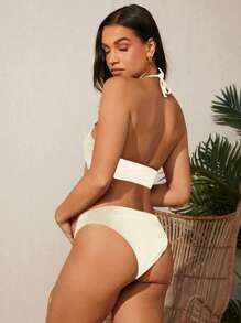 SHEIN Maternity Appliques Halter Bikini Set Summer Beach
