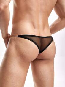 Men's Sexy See-Through Mesh Underwear, 2pcs/Set - Black and White - View 2