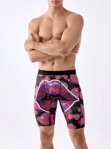 Men's Digital Printed Thin Square Underwear - Hot Pink - View 7
