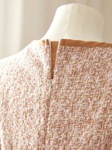 Elegant Double Breasted Color Block Splice 2 In 1 Dress For Tween Girls, Summer