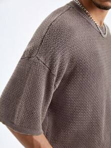 Chillumni Áo len dệt kim cổ tròn tay ngắn màu trơn mùa hè Manfinity StreetEZ dành cho nam - màu đen - Xem 3