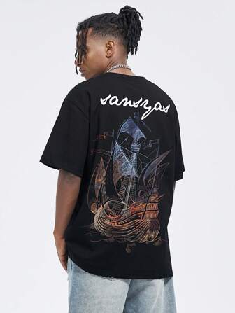 Men Letter Graphic Drop Shoulder Tee