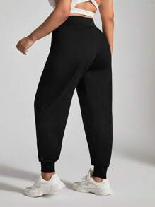 Easithlete Plus Size Athletic Wide-Legged Pants With Breathable Drawstring Waistband Yoga Women Pants