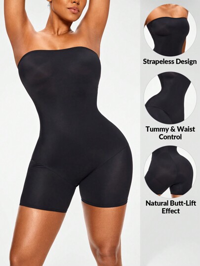 Shapelle Forme Body femenino sin tirantes de unicolor para uso diario y modelador de figura