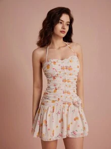 Aveloria Rosie 小花束褶皺荷葉邊細肩帶洋裝