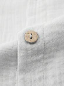 Men Linen/Bohemian Long Sleeve Shirt, For Fall - White - View 5