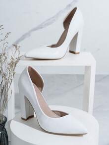 女式粗跟涼鞋，仙靈風夏季鞋款，簡約百搭，搭配白色裙子達到瘦身效果，時尚 - 白色 - 查看 3