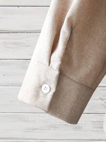 Manfinity Mode Men's Spring/Summer Solid Color Stand Collar Long Sleeve Daily Commute Shirt