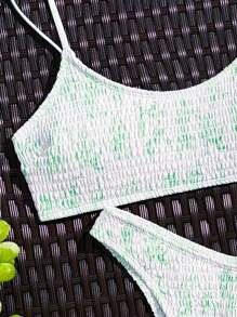 SHEIN Swim Bộ bikini hoa Ditsy đi biển mùa hè dành cho nữ, kiểu dây cổ và xẻ tà, in ngẫu nhiên - Nhiều màu - Xem 3