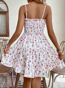 Breezaya Ditsy Floral Print Ruffle Hem Cami Dress - Pink - View 2